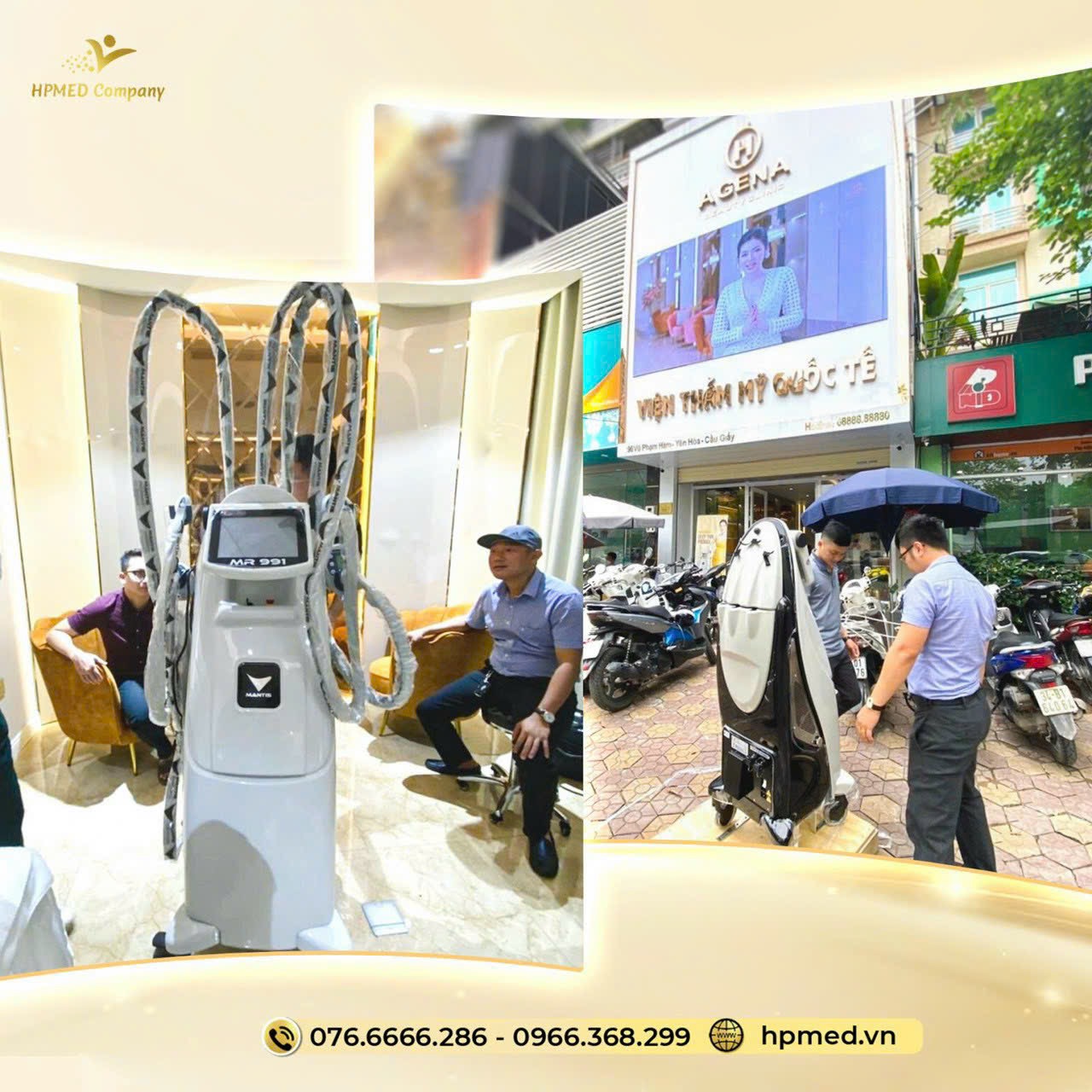 HPmed – Hân Hạnh Đồng Hành Cùng Thẩm Mỹ Viện AGENA H 1 HPmed chuyển giao máy giảm béo mantis mr911 cho TMV AGENA