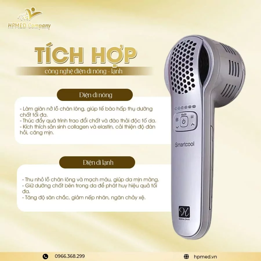 Máy chăm sóc da mặt Smartcool công nghệ điện di nóng lạnh thương hiệu HPMED Company