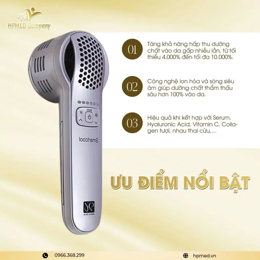 Máy điện di Smartcool màu bạc của HPMED Company trên nền vàng trang nhã
