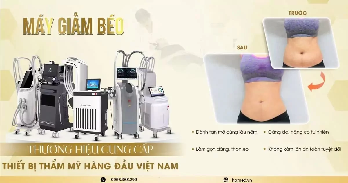 Máy giảm béo công nghệ cao cho spa thẩm mỹ kèm hình ảnh trước sau giảm mỡ bụng, làm thon gọn eo