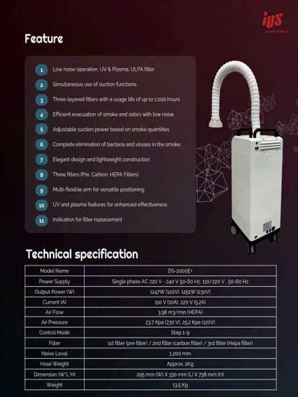 Máy Hút Khói Laser CO2 DS 2000E IDS Hàn Quốc 4 May Hut Khoi DS 2000E IDS 04 1