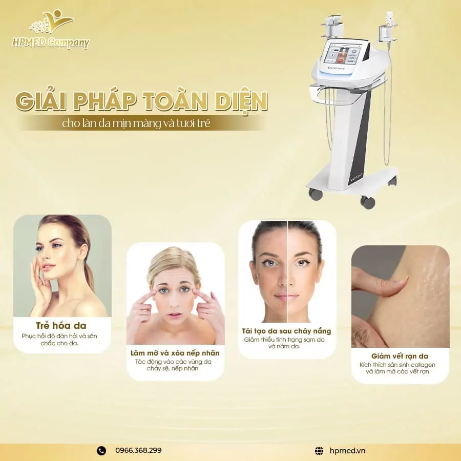 Máy thermage HPMED đa chức năng giúp trẻ hóa da, xóa nếp nhăn, tái tạo da cháy nắng và giảm vết rạn da