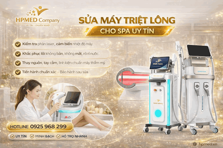 Dịch vụ sửa máy triệt lông công nghệ cao HPMED cho spa uy tín, kiểm tra laser và thay linh kiện chuyên nghiệp